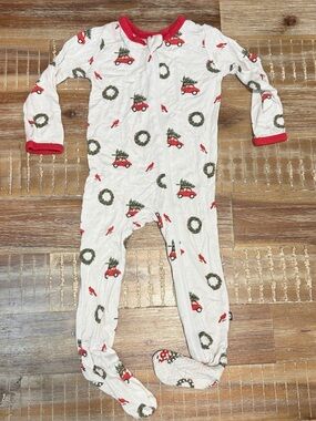 Kyte Baby Christmas Footie Zippy Bamboo Pajamas Size 12-18m Wreath